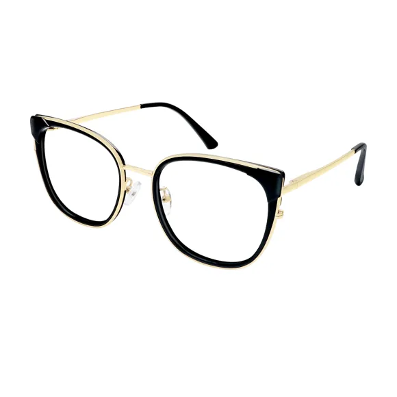 square black-gold eyeglasses