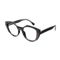 Rosina - Geometric Black-Red Glasses for Women