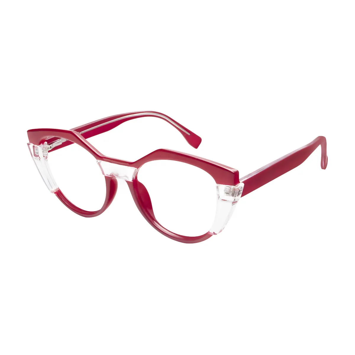 Rosina - Geometric Red-Transparent Glasses for Women