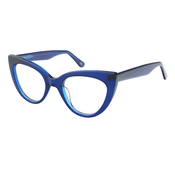 cat-eye blue eyeglasses
