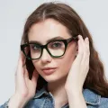 Surrey - Square Transparent Green Glasses for Women