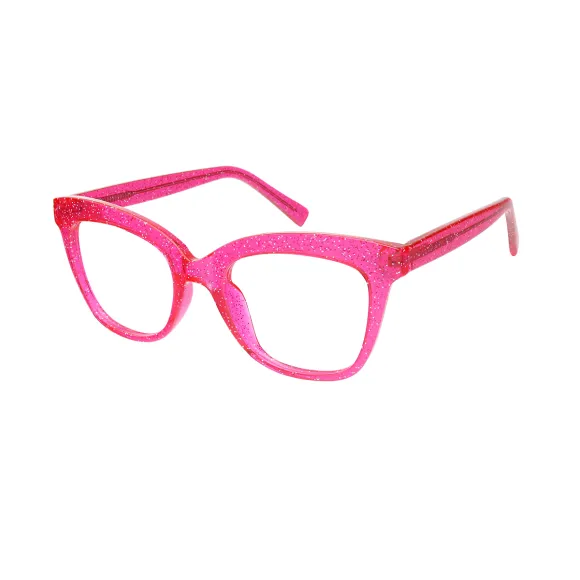 square pink-sparkle eyeglasses