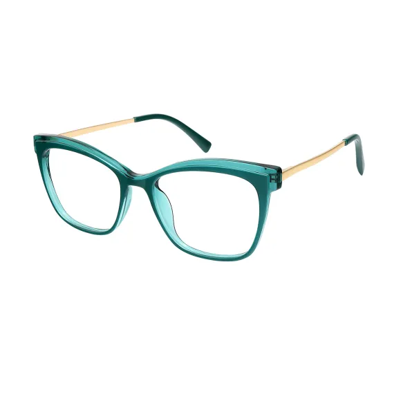 cat-eye green-transparent eyeglasses