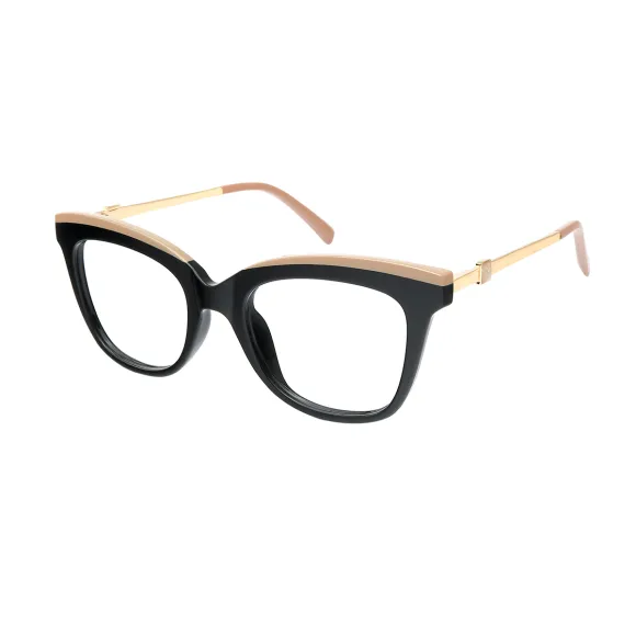 cat-eye black-khaki eyeglasses