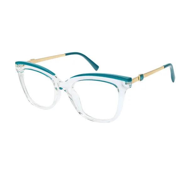 cat-eye transparent-green eyeglasses