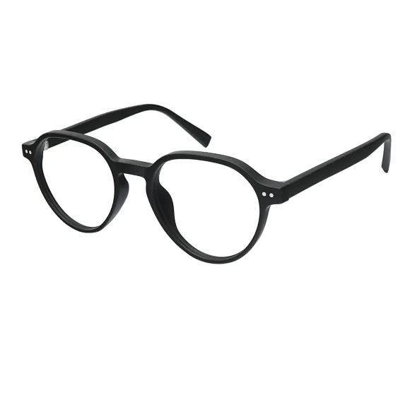 round matte-black eyeglasses