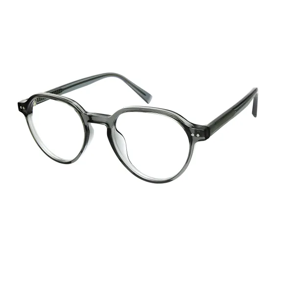 round grey-transparent eyeglasses