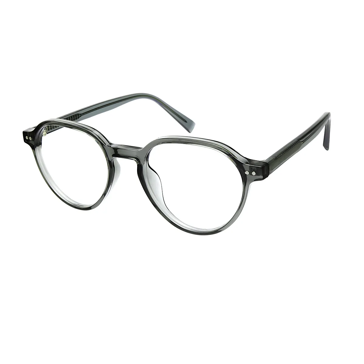 Emotion - Round Grey-Transparent Glasses for Men & Women