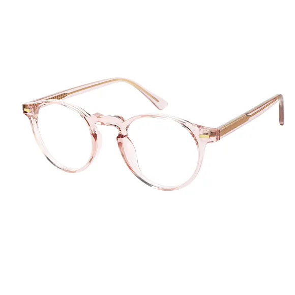 round pink-transparent eyeglasses