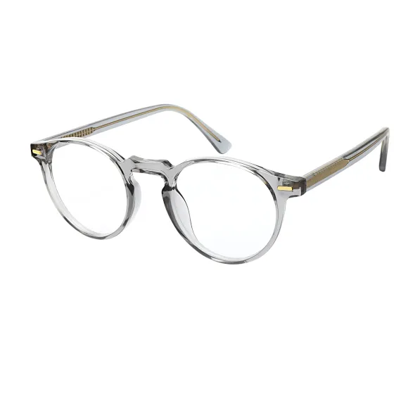 round grey-transparent eyeglasses