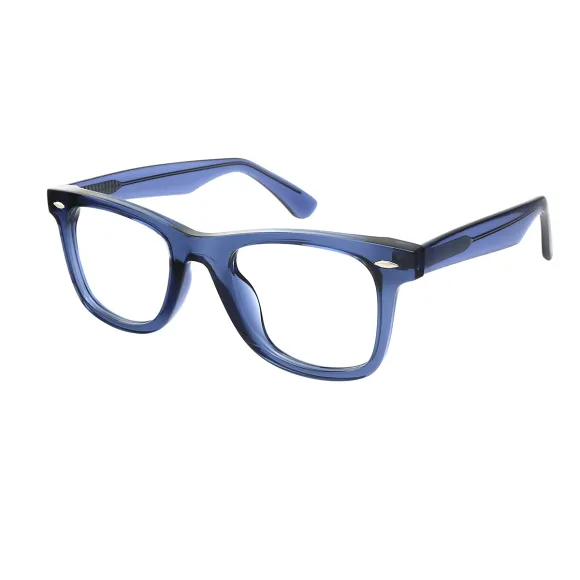 square blue-transparent eyeglasses