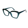 Prawl - Cat-eye Green-Transparent Glasses for Women