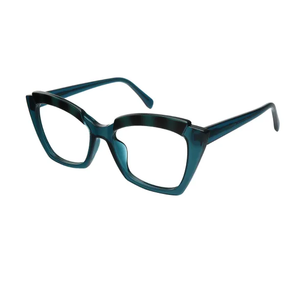 cat-eye green-transparent eyeglasses
