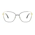 Phoebe - Square Black/Gold Glasses for Women