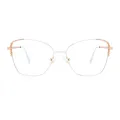 Phoebe - Square White/Gold Glasses for Women