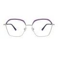 Tricia - Geometric Blue/Silver Glasses for Women