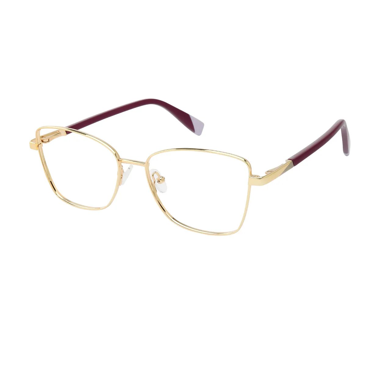 Fashion Square Gold/Purple Eyeglasses for Women