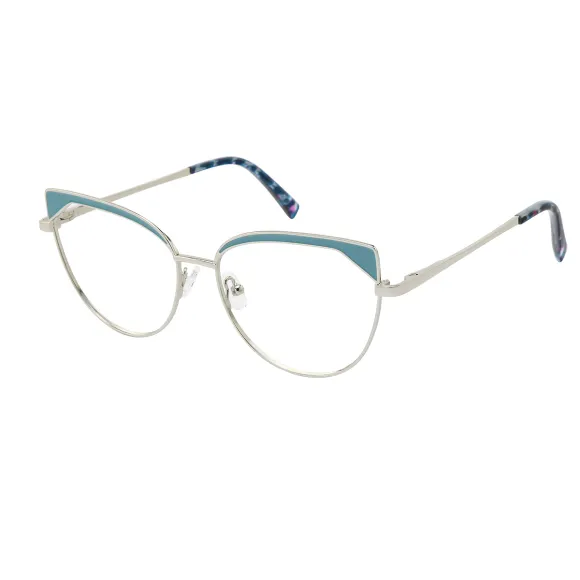 cat-eye blue-silver eyeglasses