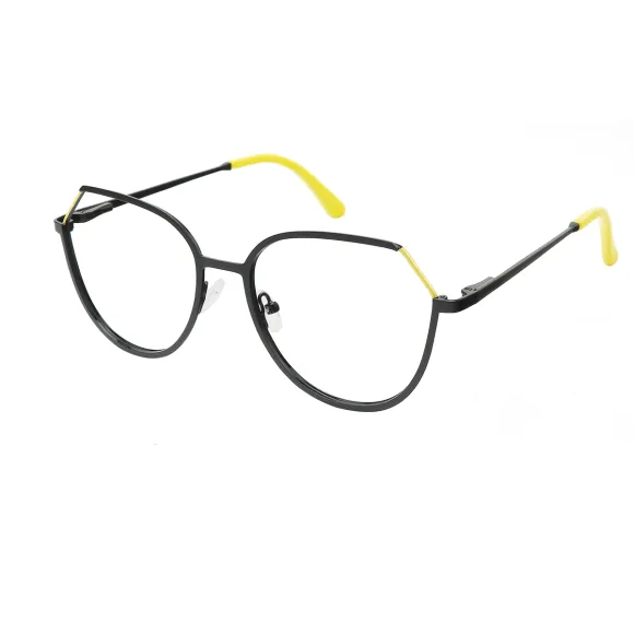 geometric black-yellow eyeglasses