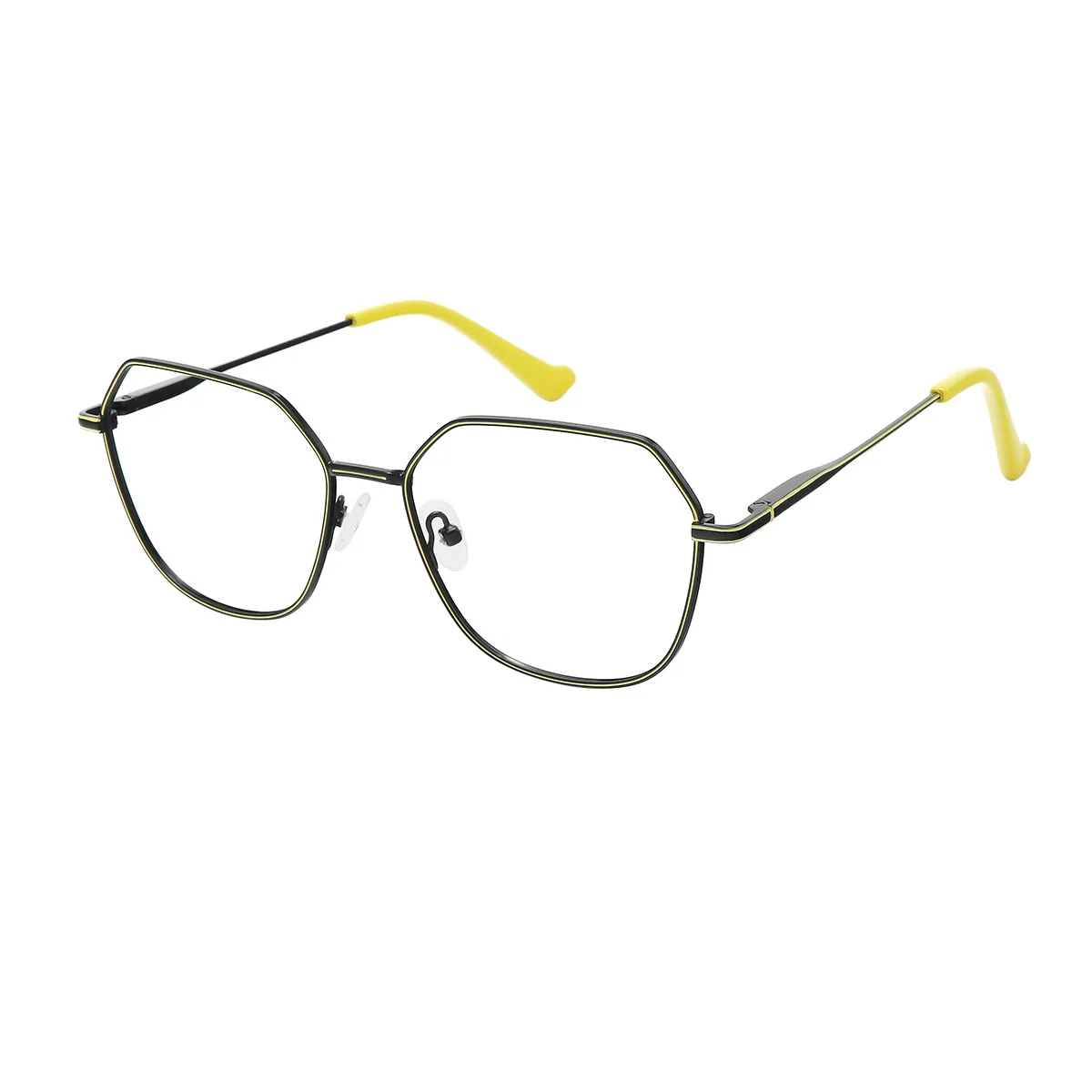 Chai - Geometric Black/Yellow Glasses for Women - EFE