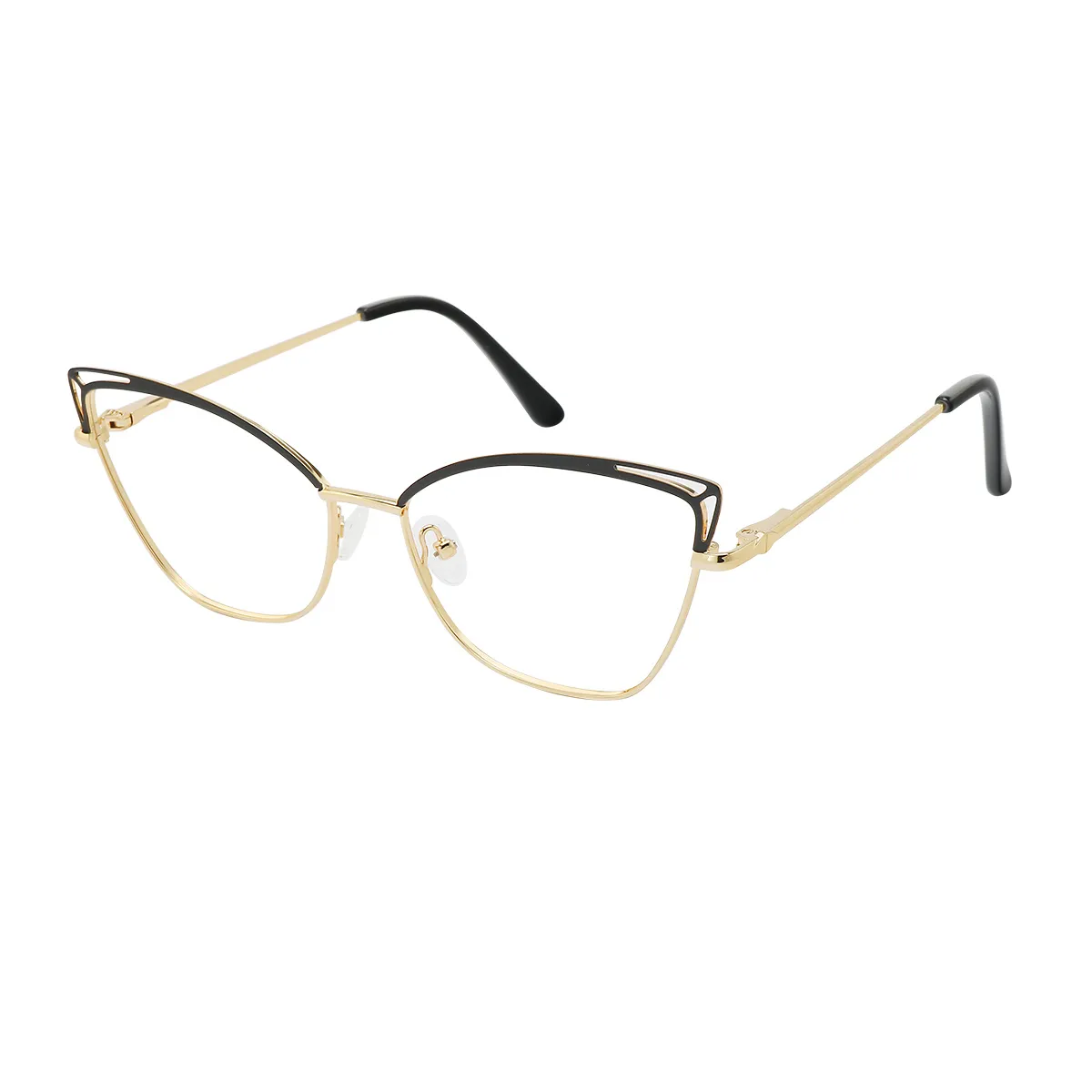 Fashion Cat-eye Black/Gold Eyeglasses for Women