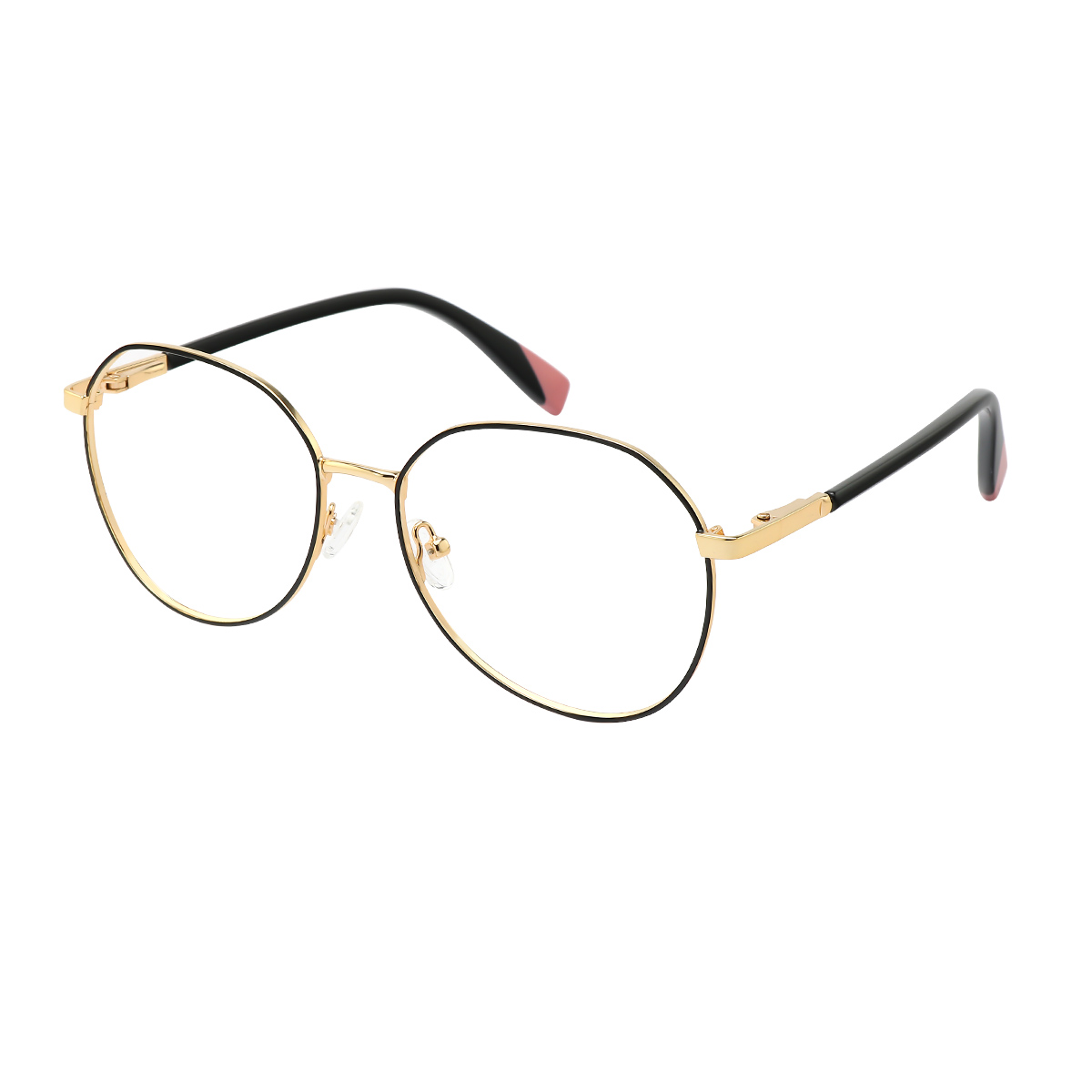 Round black deals and gold glasses