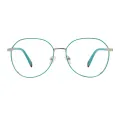 Mau - Round Green/Silver Glasses for Women