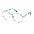 Mau - Round Green/Silver Glasses for Women