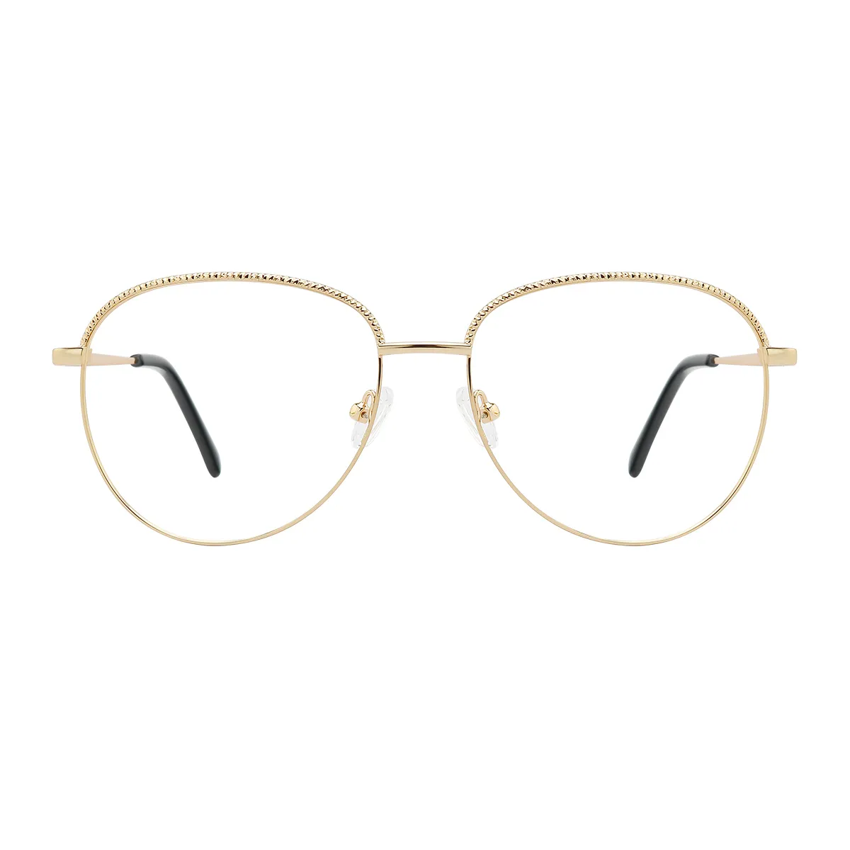 Fashion Round Gold/Black  Eyeglasses for Women