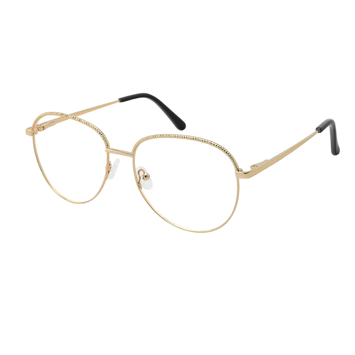 Fashion Round Gold/Black Eyeglasses for Women
