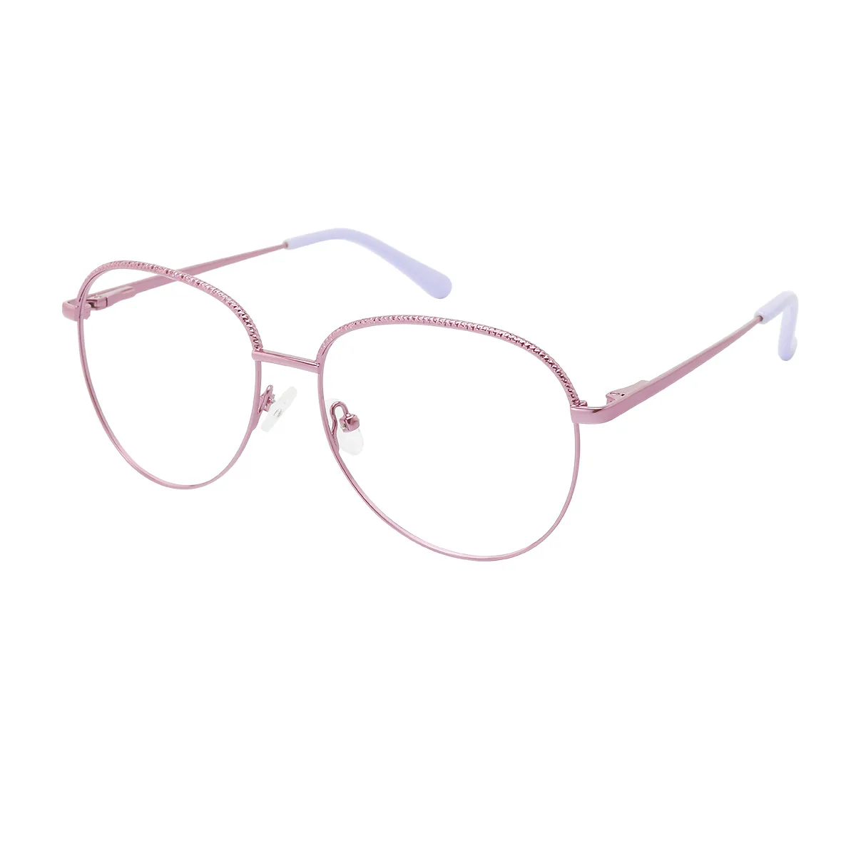 Carin - Round Rose Gold/Purple Glasses for Women