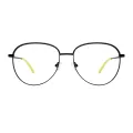 Carin - Round Black/Yellow Glasses for Women