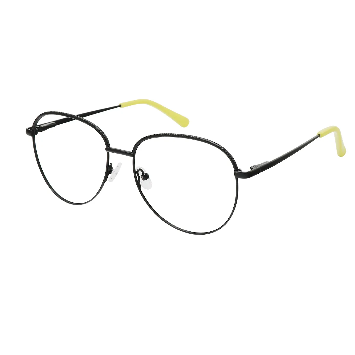 Carin - Round Black/Yellow Glasses for Women