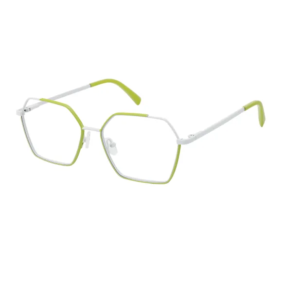 geometric green-white eyeglasses