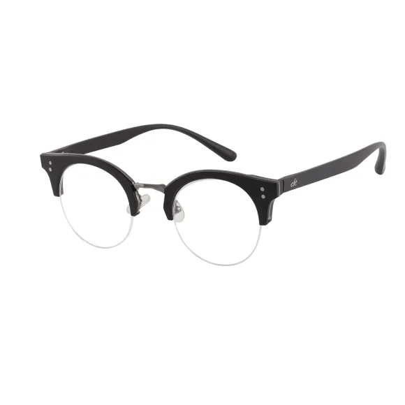 browline black eyeglasses