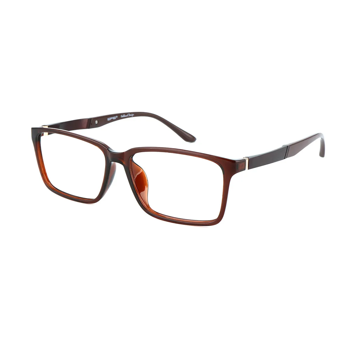 Amey - Rectangle Brown Glasses for Men - EFE