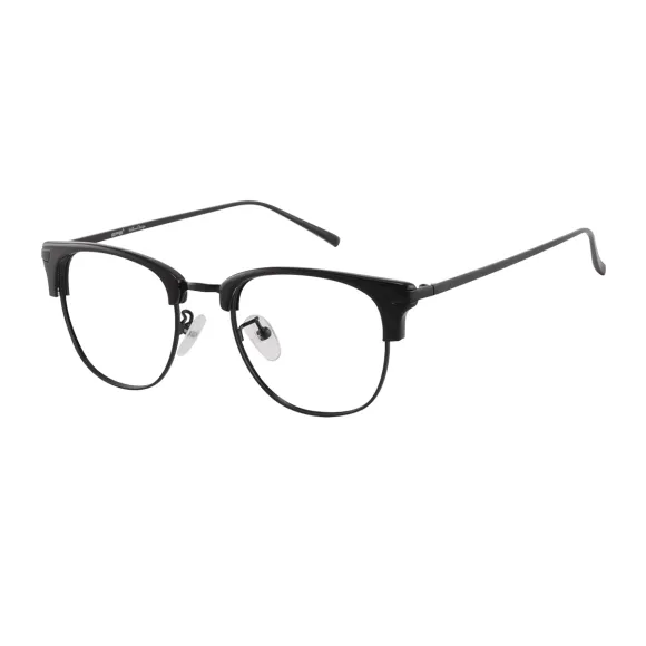 browline black eyeglasses