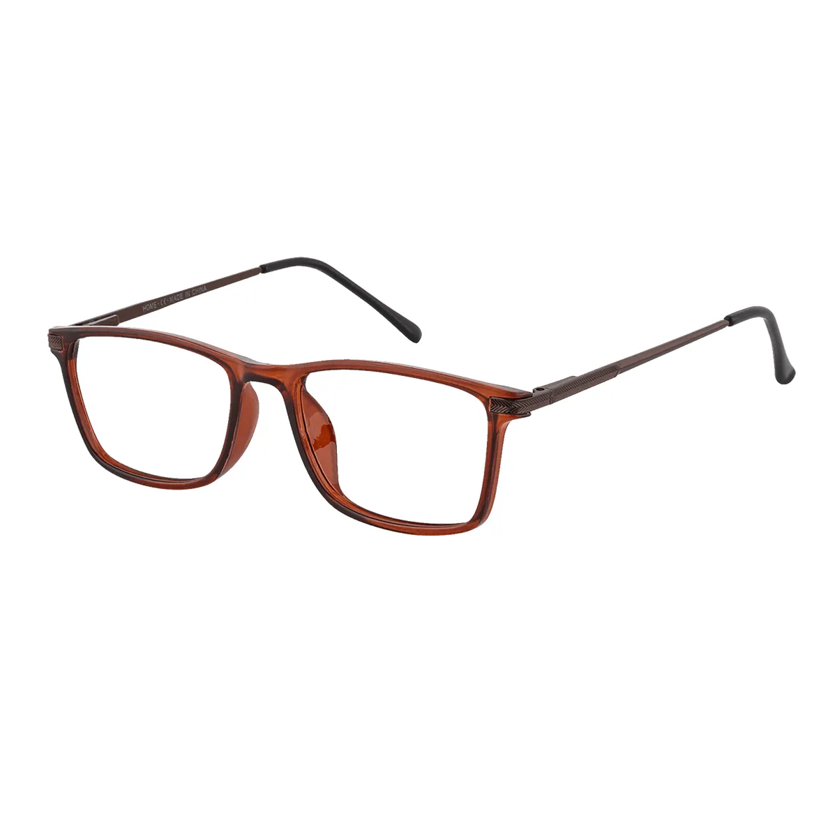 Alicia - Rectangle Brown Glasses for Men & Women - EFE