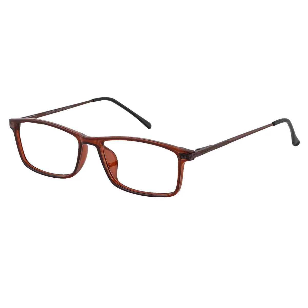 Ellis - Rectangle Brown Glasses for Men & Women