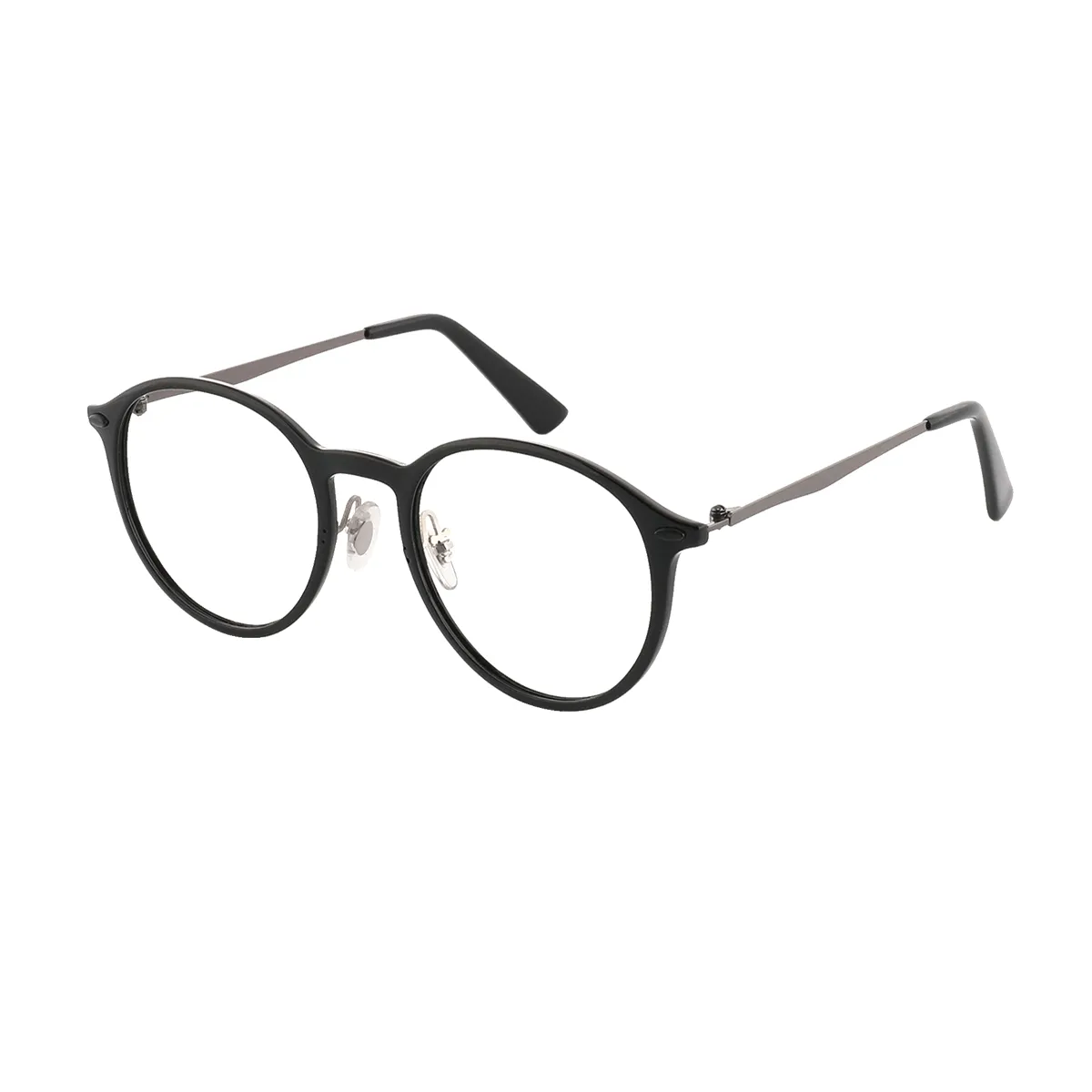 Hamm - Oval Black-Silver Glasses for Men & Women - EFE