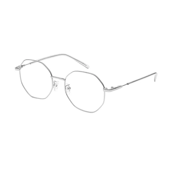 geometric silver eyeglasses