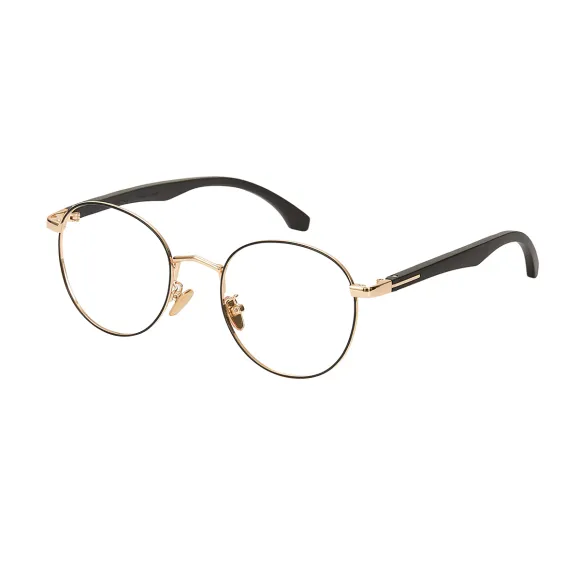 round black-gold eyeglasses