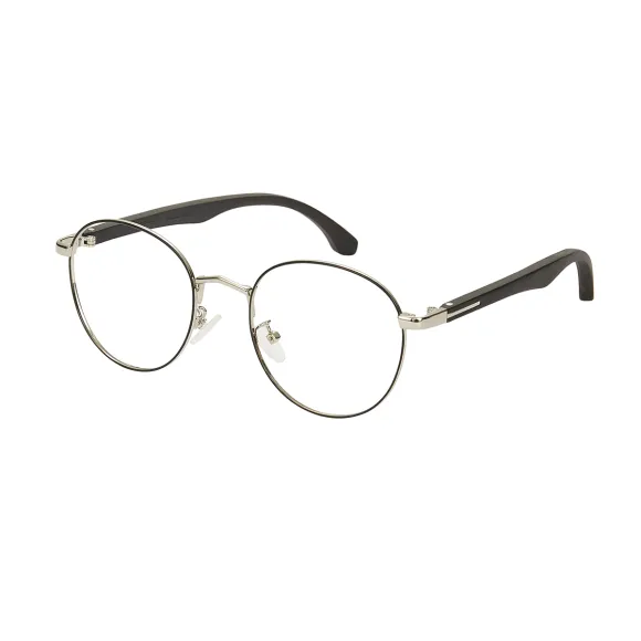 round black-silver eyeglasses