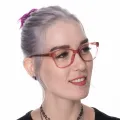 Nalon - Square Pink Glasses for Women