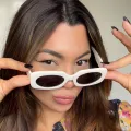 Madeleine - Rectangle White Sunglasses for Women