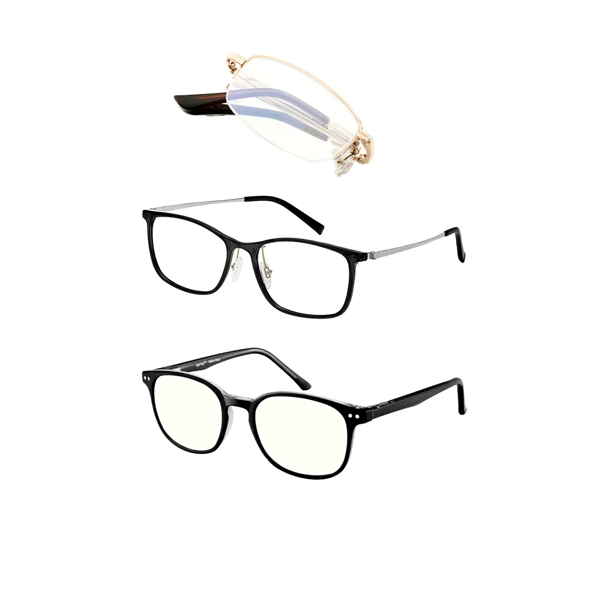 3pairs Men's Multicolor Fashionable Square-frame Eyeglasses