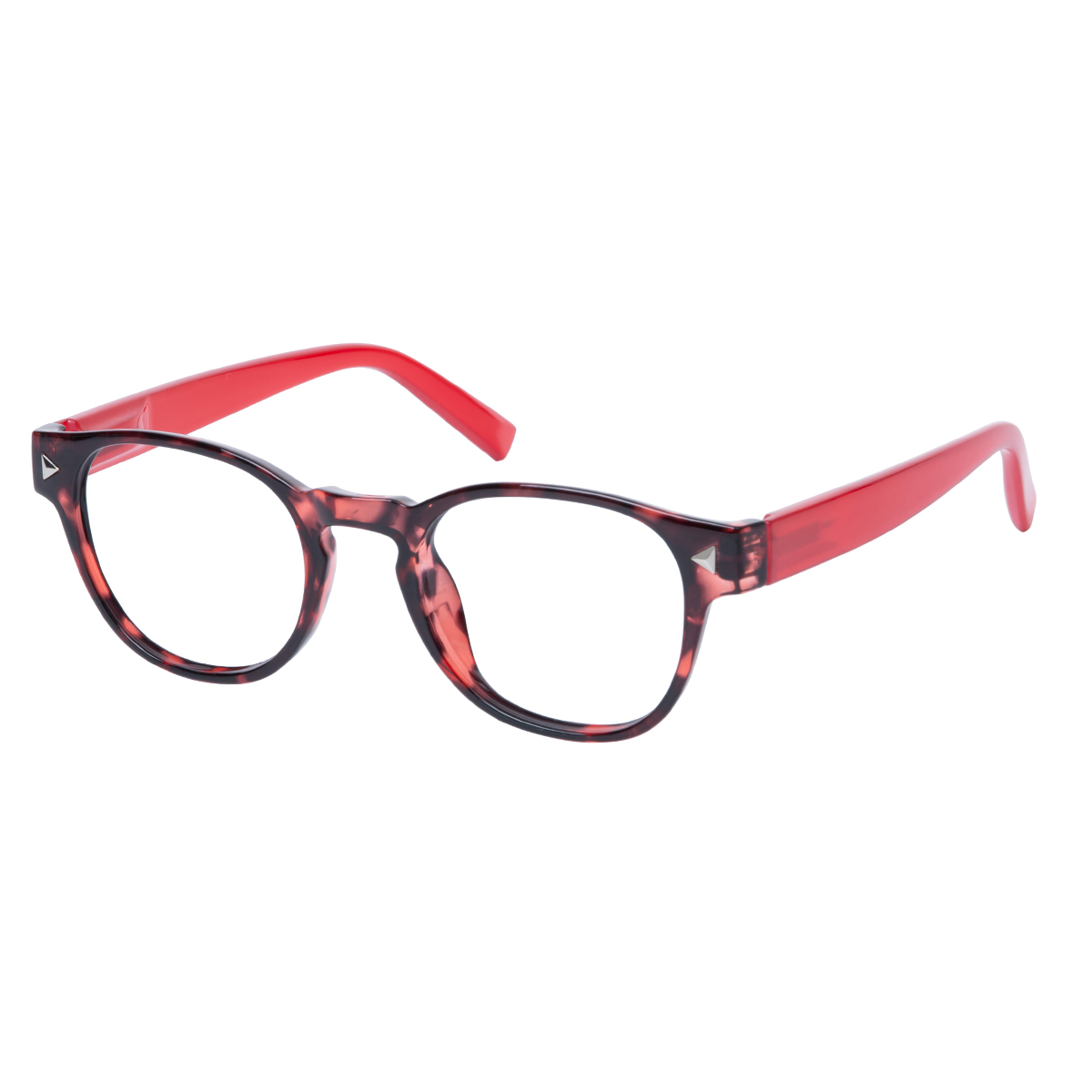 Micaela - Round Tortoiseshell-Red Reading Glasses for Women