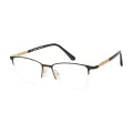 Deucalion - Rectangle Black-Gold Reading Glasses for Men