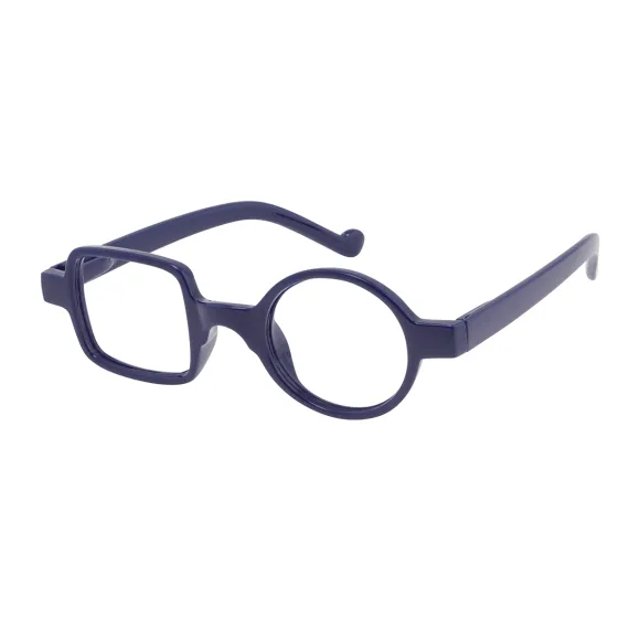 geometric blue reading glasses