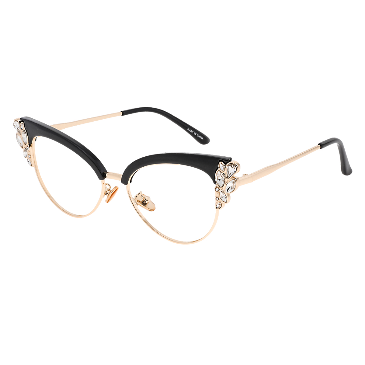 Cabeiri - Cat-eye Black-Gold Reading Glasses for Women